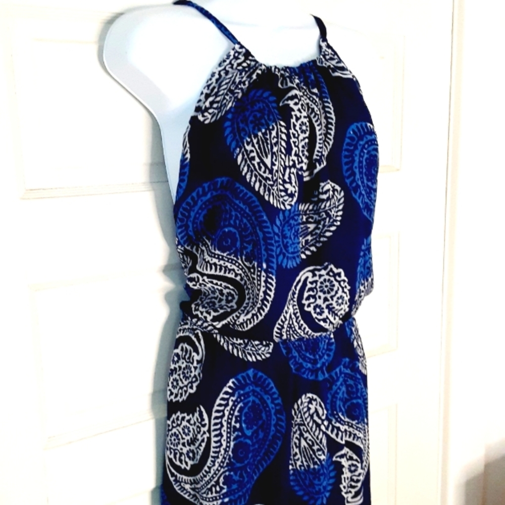 Old Navy Blue Paisley Maxi Dress Spaghetti Straps XL
